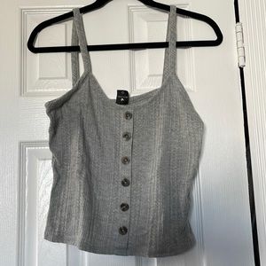 Gray tank top with buttons